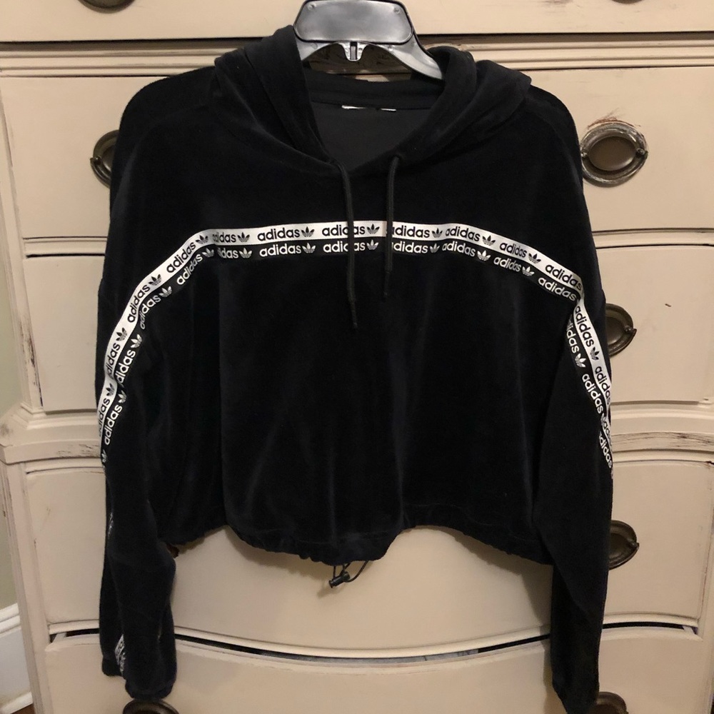 Adidas Velour Hooded Sweatshirt M